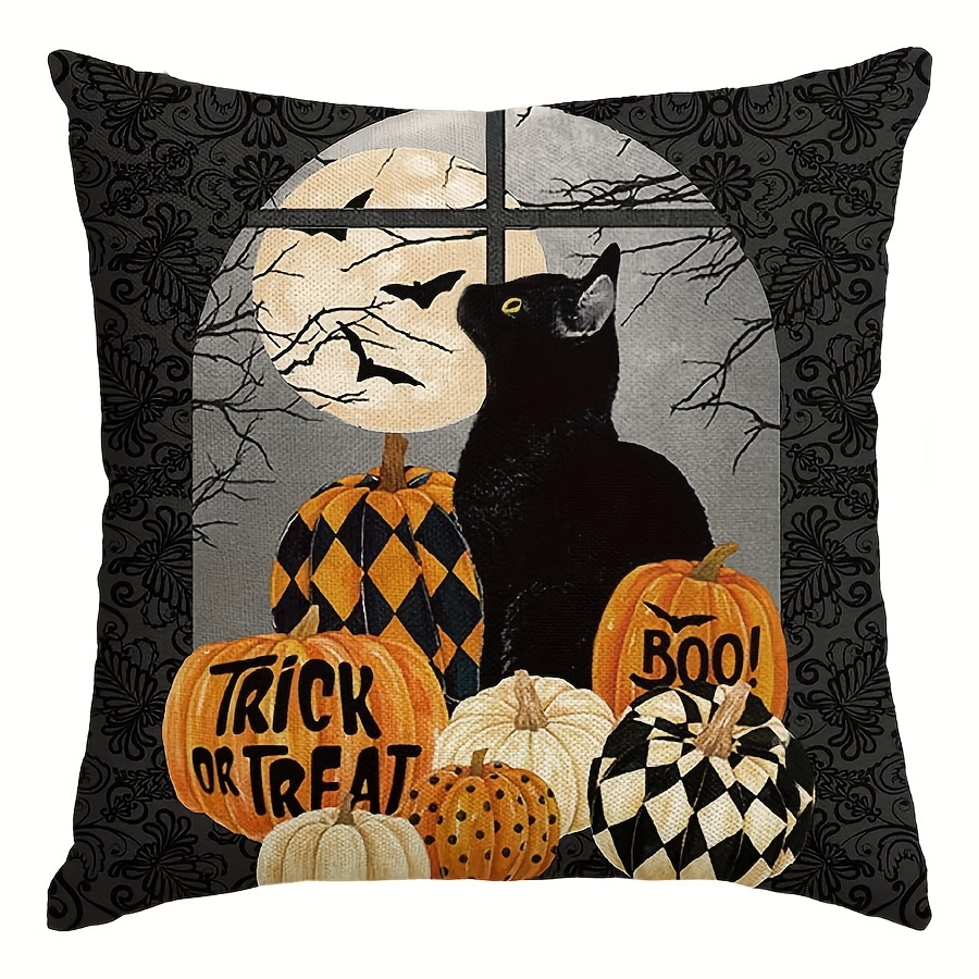 Pillow Cover 20X20 - 1pc, Linen Trick or Treat Halloween