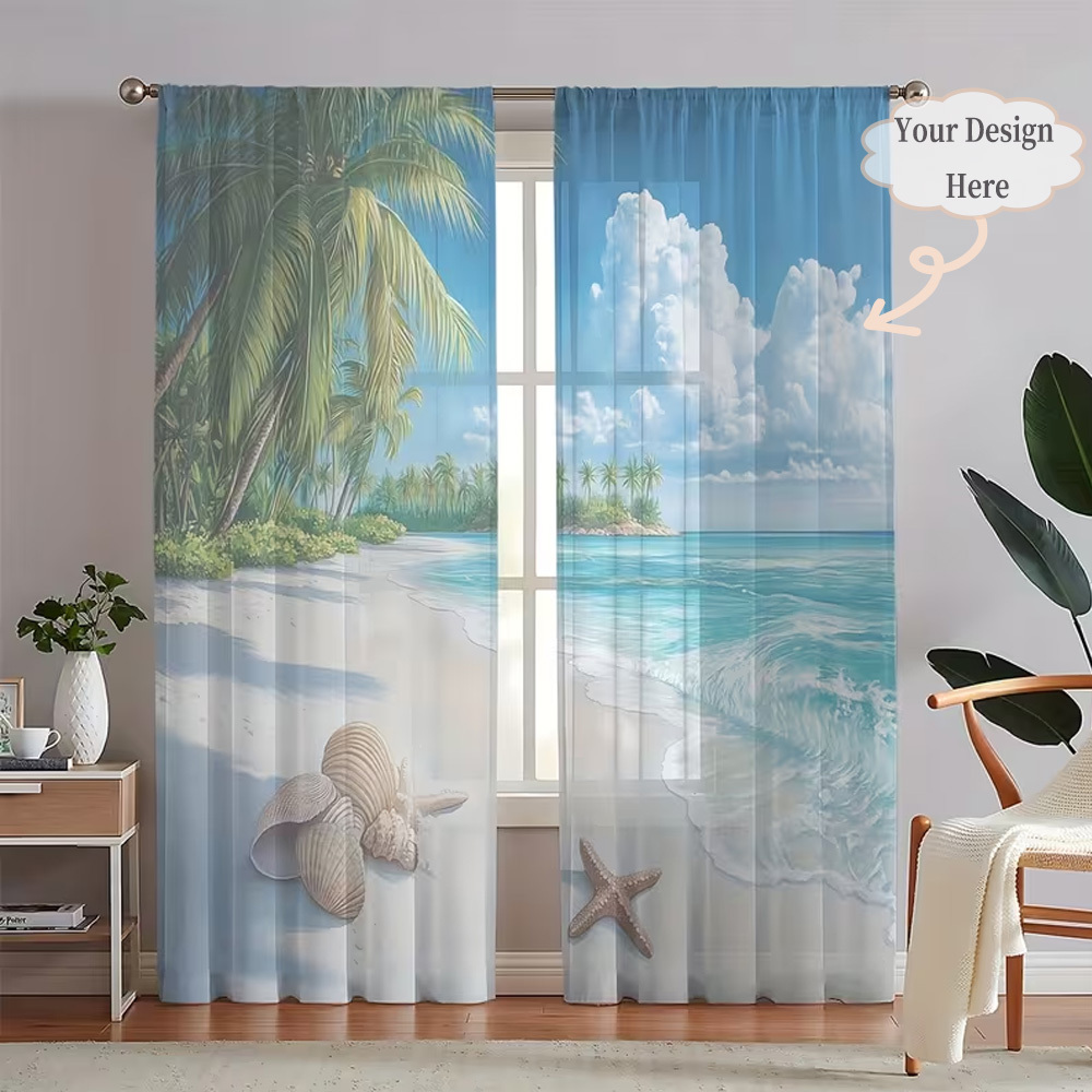 Home Textiles Design - Custom 2D Flat 2pcs Sheer Curtains,