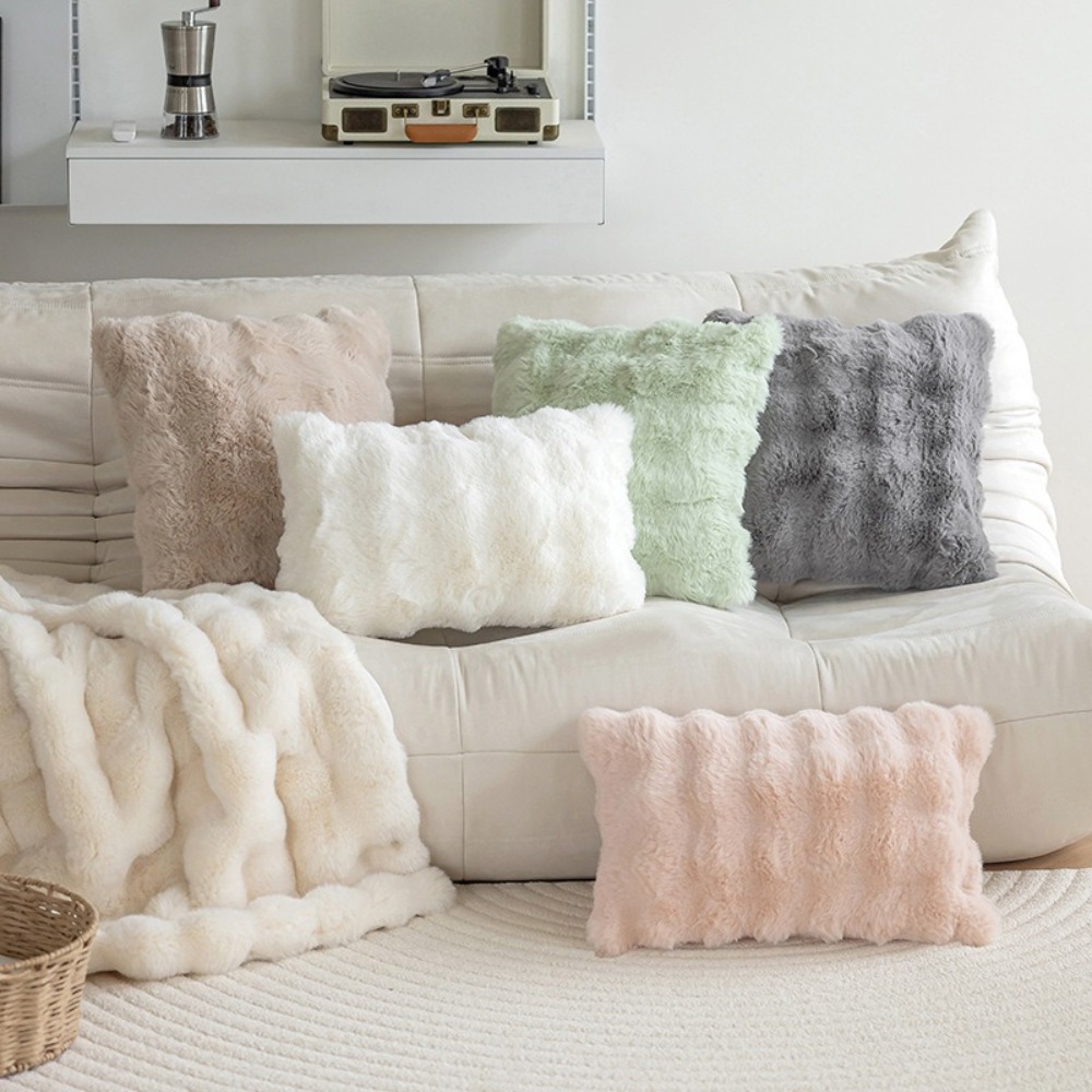 Pillow Cover 20X20 - Simple Imitation Rabbit Hair Cushion Cover