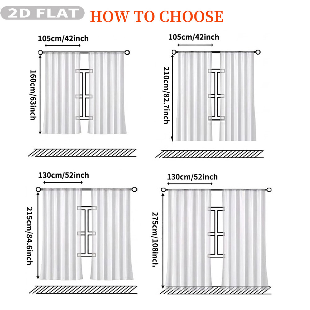 Custom 2D Flat 2pcs Sheer Curt - Home Textiles Design ulasan dan harga