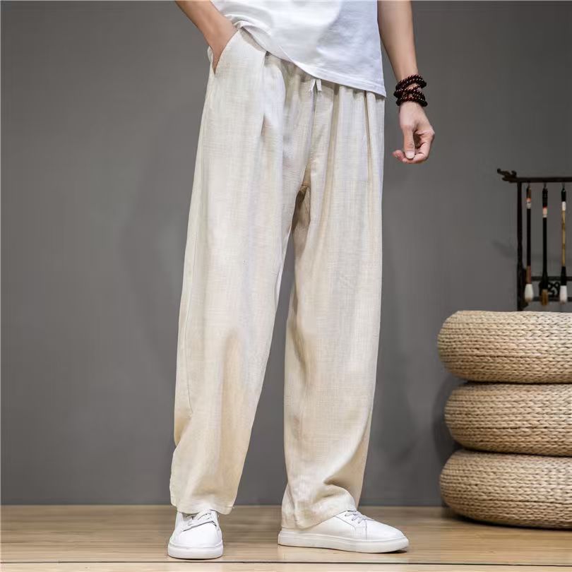 Men's Cotton Linen Straight Le - Home Textiles Store ulasan dan harga