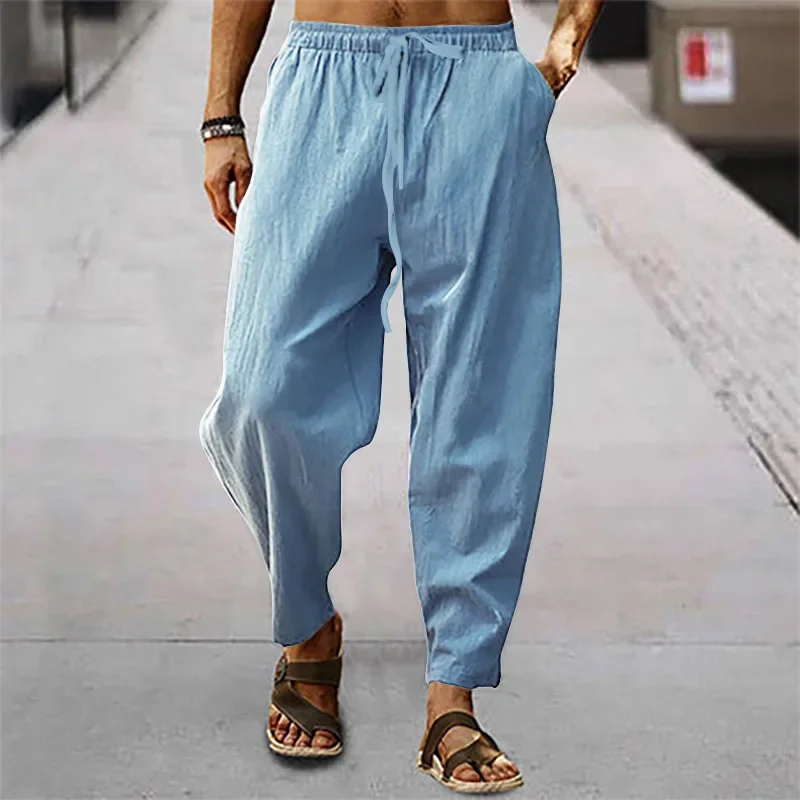 Men's Cotton Linen Straight Le - Home Textiles Store ulasan dan harga