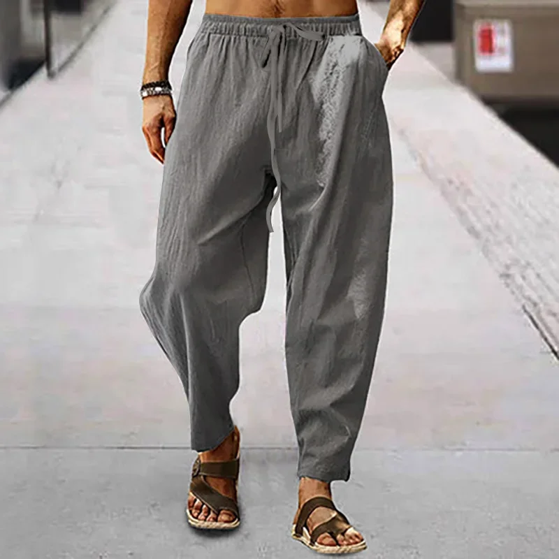 Men's Cotton Linen Straight Le - Home Textiles Store ulasan dan harga