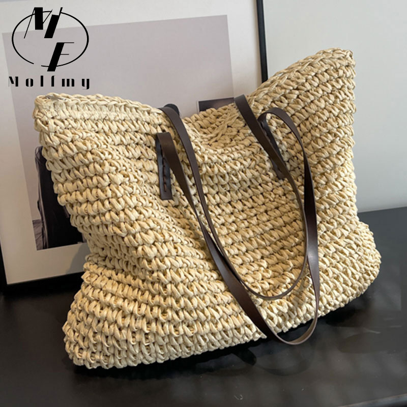 Straw Woven Tote Bags Casual L - Home Textiles Store ulasan dan harga
