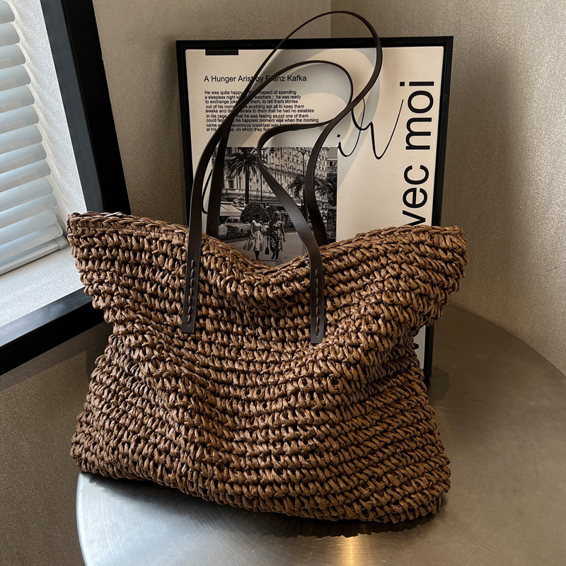 Straw Woven Tote Bags Casual L - Home Textiles Store ulasan dan harga
