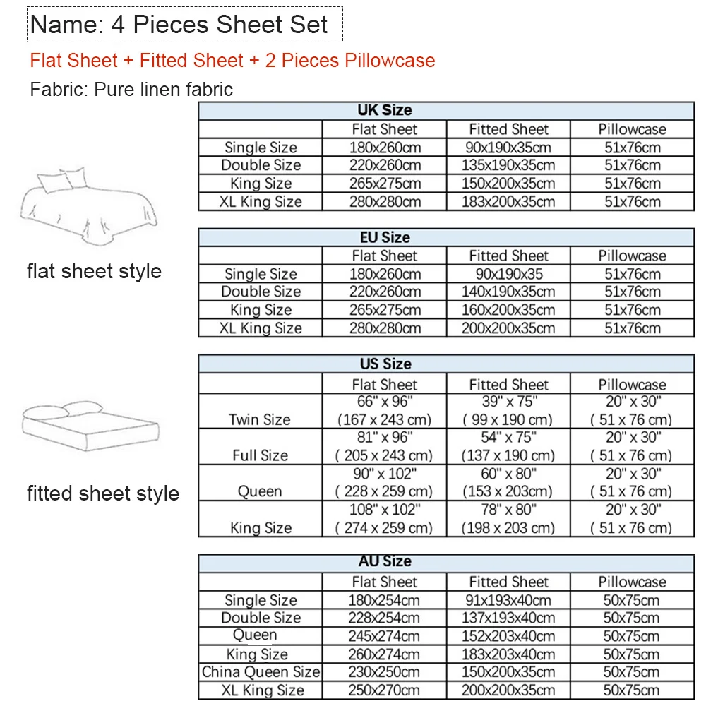 Bed Sheet Set 4 Piece 100% Pur - Fitted Sheet Deep ulasan dan harga