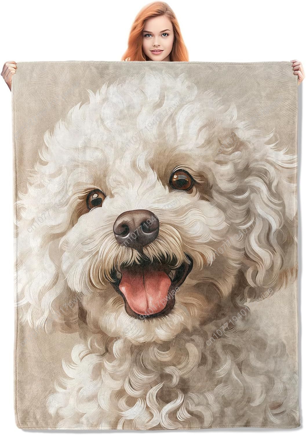 Joyful Poodle Portrait Blanket - Home Textiles Design ulasan dan harga