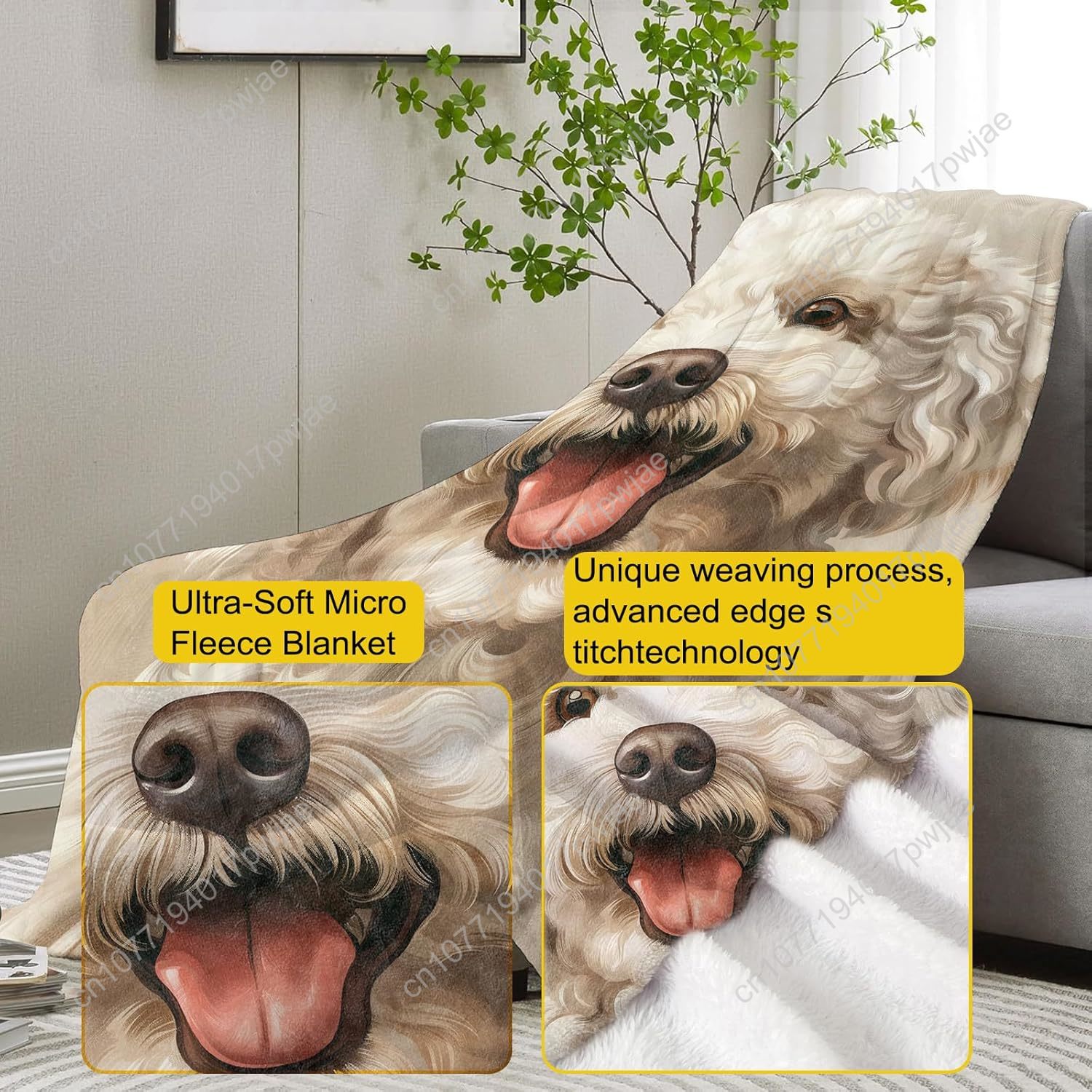 Joyful Poodle Portrait Blanket - Home Textiles Design ulasan dan harga